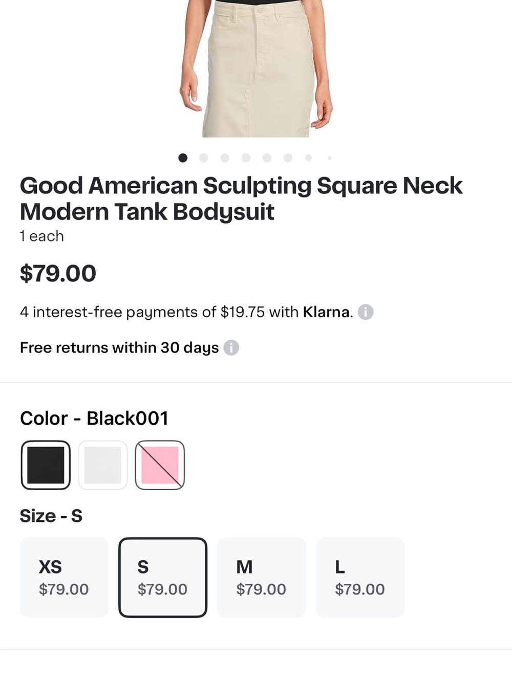 Good American Sculpting Square Neck Tank Bodysuit - Black